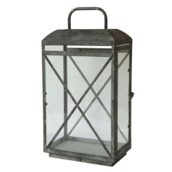 Zinková antik kovová lucerna s křížem Violli XL - 28*18*54cm