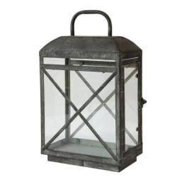 Zinková antik kovová lucerna s křížem Violli L - 24*14*40 cm