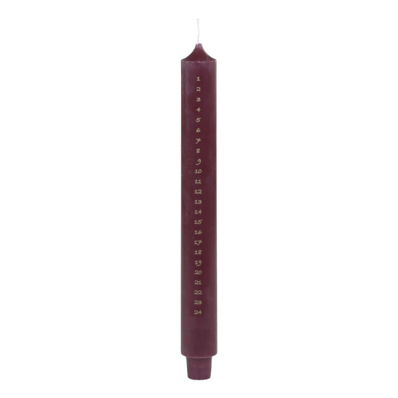 Červená adventní svíčka s čísly 1-24 Advent Candle - Ø 3*29cm / 20h