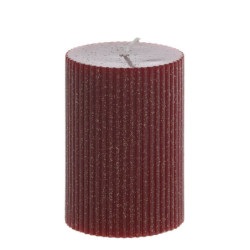 Červená široká svíčka s drážkami a třpytkami Macon - Ø 7*10cm / 40h