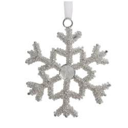 Champagne antik závěsná sněhová vločka s korálky Snowflake - 9 cm