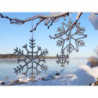 Champagne antik závěsná sněhová vločka s korálky Snowflake - 9 cm