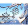 Champagne antik závěsná sněhová vločka s korálky Snowflake - 17 cm