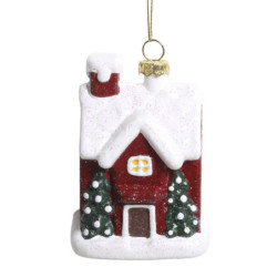 Červená vánoční ozdoba vintage domek - 6*5*9 cm