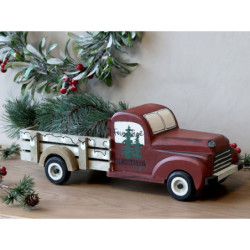 Dřevěná dekorace staré auto s vánočním stromkem - 45*15*16 cm