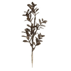 Champagne dekorace větvička listy Fleur s glitry - 10*31 cm
