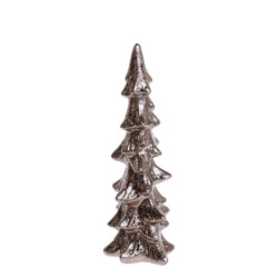 Keramický třpytivý dekorační vánoční stromek Mocca - 10*8*24 cm