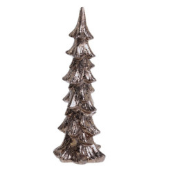 Keramický třpytivý dekorační vánoční stromek Mocca - 14*11*37 cm
