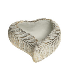 Bílo - zlatý antik cementový květináč ve tvaru srdce Vittel M - 17*15*6 cm