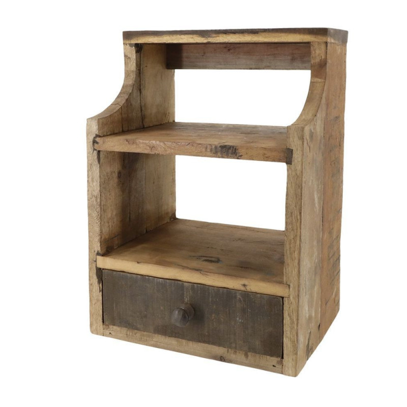 Hnědá antik nástěnná dřevěná polička Grimaud Unit - 30*23*43 cm