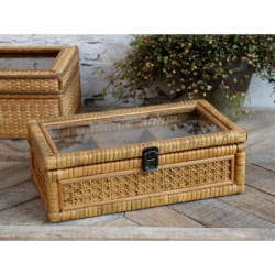 Přírodní proutěný úložný box se 3mi přihrádkami Francesca - 32*19*11 cm