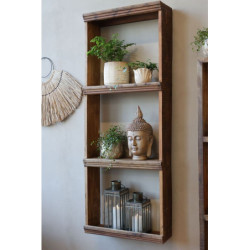 Hnědý antik nástěnný dřevěný regál Grimaud Unit - 62*20*162 cm