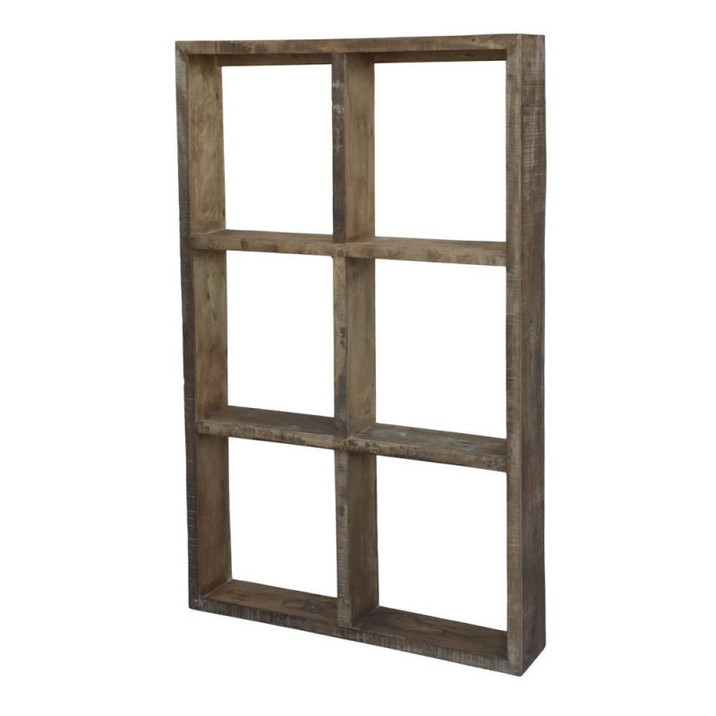 Hnědý antik nástěnný dřevěný regál Grimaud Unit - 94*19*152 cm