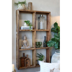 Hnědý antik nástěnný dřevěný regál Grimaud Unit - 94*19*152 cm