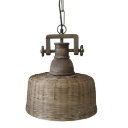 Přírodní dřevěné světlo s ratanovým stínidlem Roellie - Ø 31*33 cm/ E27/ 25W