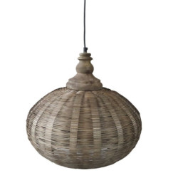 Přírodní dřevěné světlo s ratanovým stínidlem Roellie - Ø 40*45 cm/ E27/ 25W