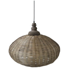 Přírodní dřevěné světlo s ratanovým stínidlem Roellie - Ø 62*46 cm/ E27/ 25W
