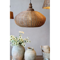 Přírodní dřevěné světlo s ratanovým stínidlem Roellie - Ø 62*46 cm/ E27/ 25W