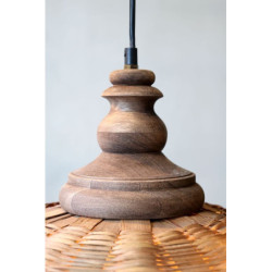 Přírodní dřevěné světlo s ratanovým stínidlem Roellie - Ø 62*46 cm/ E27/ 25W