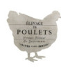 Krémová antik dřevěná nástěnná cedule ve tvaru slepice De Poulets – 43*2*43 cm