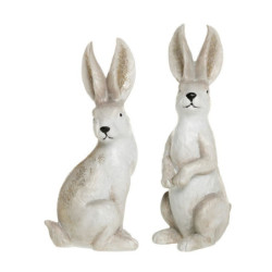 Set 2ks krémová antik dekorace králík - 6*4*13 cm