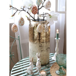 Set 2ks krémová antik dekorace králík - 6*4*13 cm