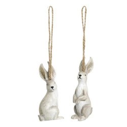 Set 2ks krémová antik závěsná dekorace králík - 3,5*3*8 cm