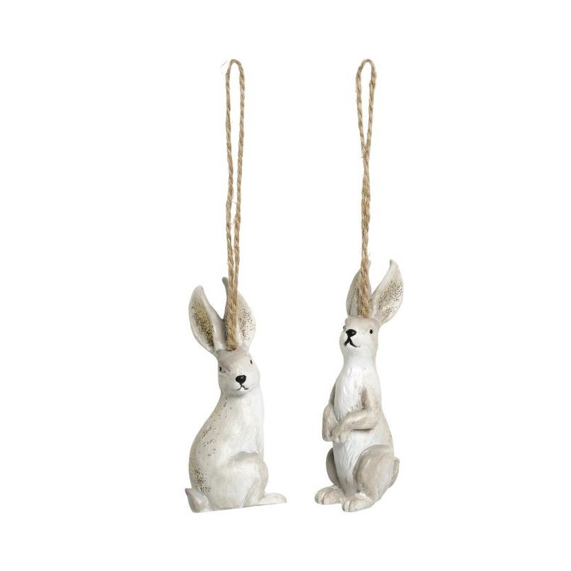 Set 2ks krémová antik závěsná dekorace králík - 3,5*3*8 cm