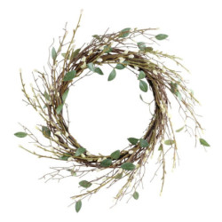 Dekorace umělý věnec vrbové větve s kočičkami Willow - Ø 42 cm