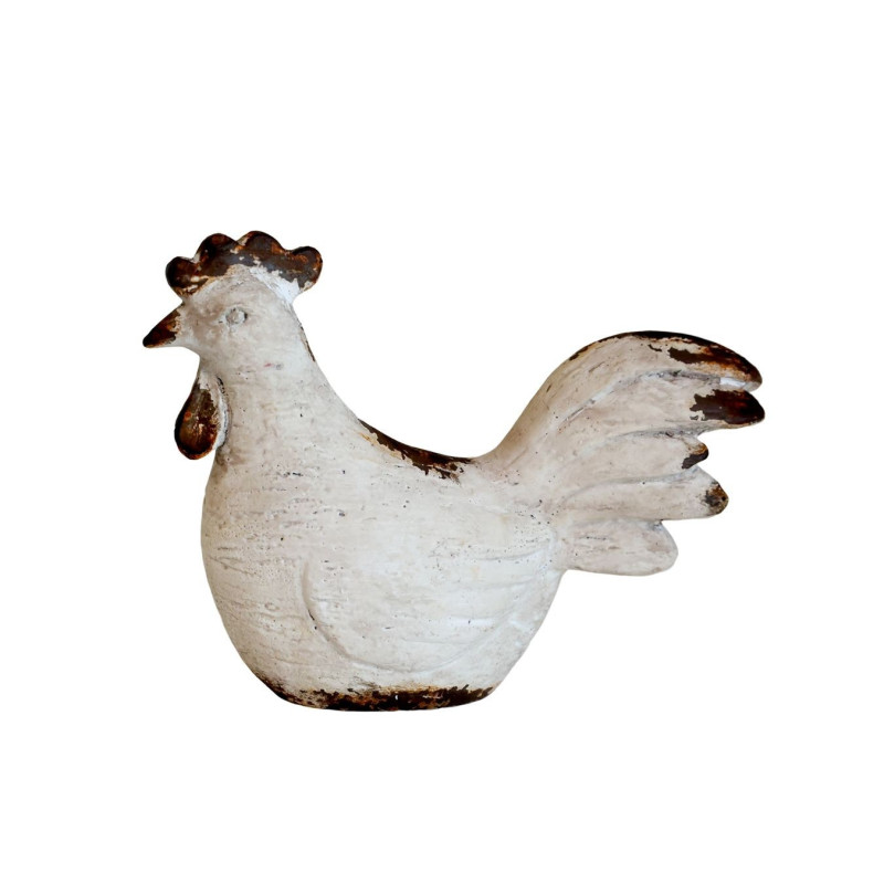 Béžová antik dekorace kohoutek Farm unique - 15*6*12 cm