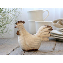 Béžová antik dekorace kohoutek Farm unique - 15*6*12 cm