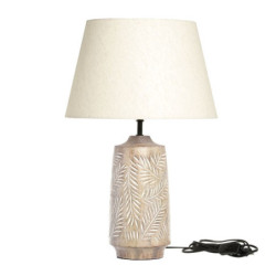 Stolní lampa s dřevěnou základnou a lněným stínidlem Popp - 37*57 cm/ E27
