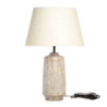Stolní lampa s dřevěnou základnou a lněným stínidlem Popp - 37*57 cm/ E27