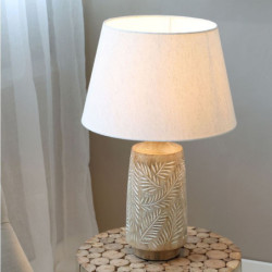 Stolní lampa s dřevěnou základnou a lněným stínidlem Popp - 37*57 cm/ E27