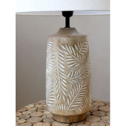 Stolní lampa s dřevěnou základnou a lněným stínidlem Popp - 37*57 cm/ E27