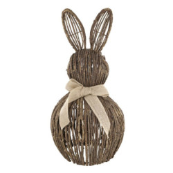 Stojící proutěná dekorace králík s mašlí Rabbit - 28*55 cm