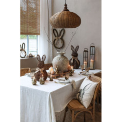 Stojící proutěná dekorace králík s mašlí Rabbit - 28*55 cm