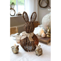 Stojící proutěná dekorace králík s mašlí Rabbit - 28*55 cm