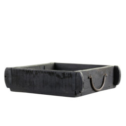 Černá dřevěná retro bedýnka s kovovými uchy Grimaud Brick old - 22*22*7cm