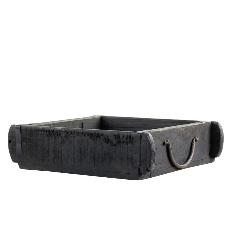Černá dřevěná retro bedýnka s kovovými uchy Grimaud Brick old - 22*22*7cm