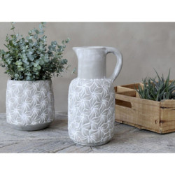 Cementový antik dekorační džbán s květy Colmar - 16*14*30cm