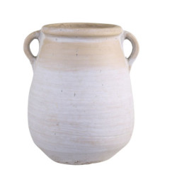 Šedo-béžová antik váza s oušky French Unique M - 27*25*31cm