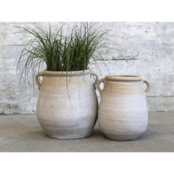 Šedo-béžová antik váza s oušky French Unique M - 27*25*31cm
