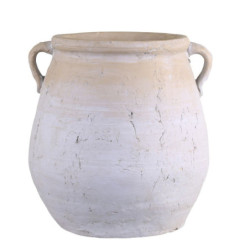 Šedo-béžová antik váza s oušky French Unique L - 34*33*35 cm