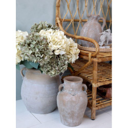 Šedo-béžová antik váza s oušky French Unique L - 34*33*35 cm