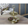 Mosazný antik dekorační kovový etažér Lace Brass - Ø 18*27 cm