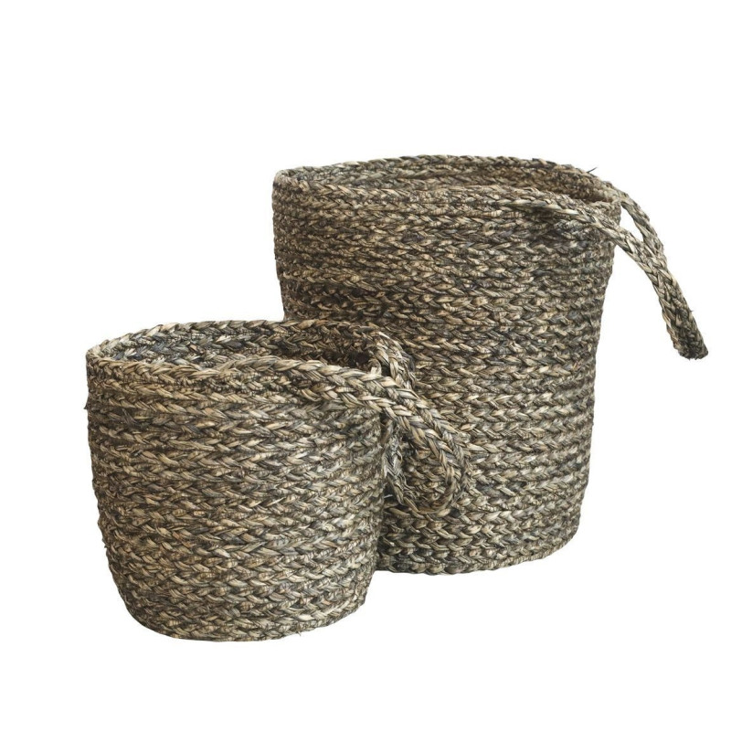 2ks závěsný úložný koš z mořské trávy Loani - Ø 27*30/ Ø 20*20 cm