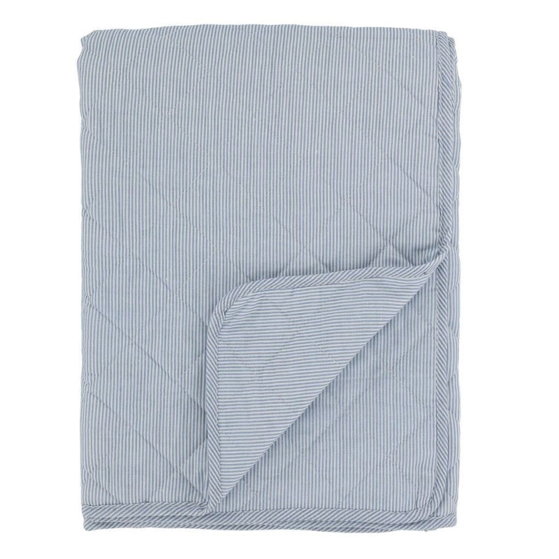 Modrý bavlněný přehoz s proužky Aix Quilt - 130*180 cm