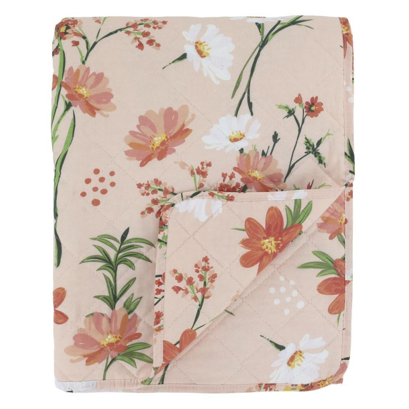 Růžový bavlněný přehoz s květy Aix Quilt Wild Flowers - 130*180 cm