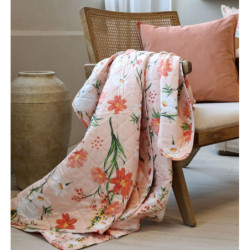 Růžový bavlněný přehoz s květy Aix Quilt Wild Flowers - 130*180 cm